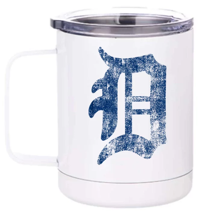 Retro Detroit Letter D Throwback Design Front & Back 12oz Stainless Steel Tumbler Cup