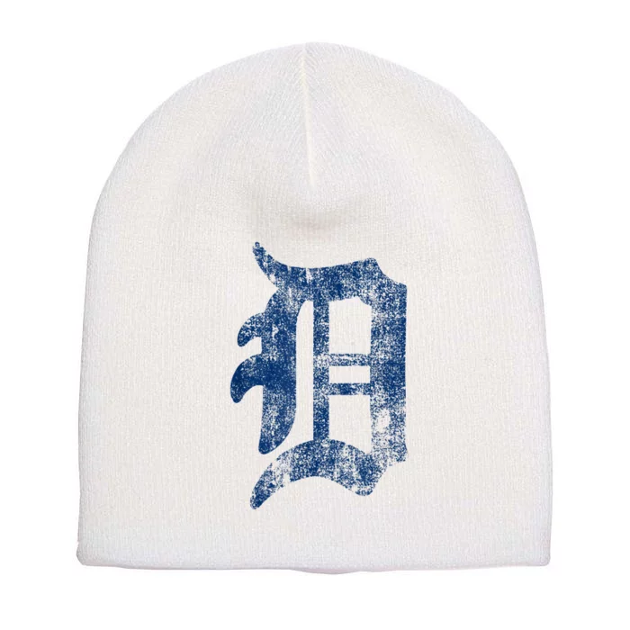 Retro Detroit Letter D Throwback Design Short Acrylic Beanie