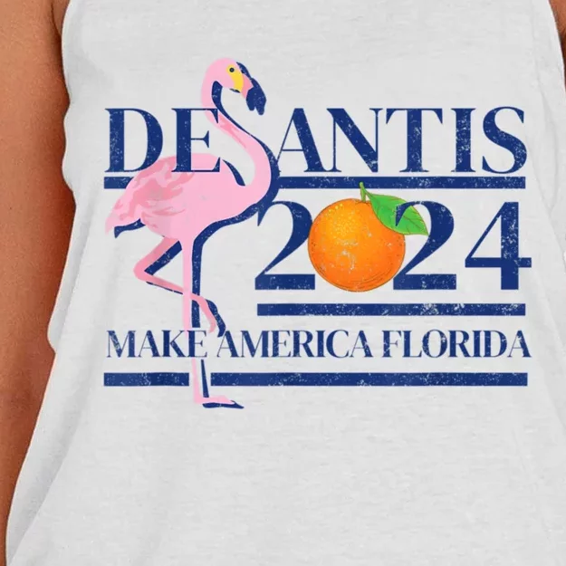 Ron Desantis Make America Florida Flamingo Election 2024 Women's Knotted Racerback Tank