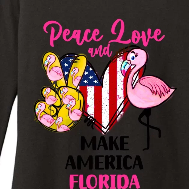 Ron Desantis Make America Florida Flamingos Peace Love Gift Womens CVC Long Sleeve Shirt