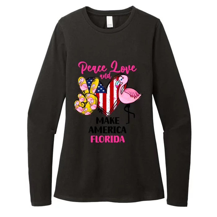 Ron Desantis Make America Florida Flamingos Peace Love Gift Womens CVC Long Sleeve Shirt