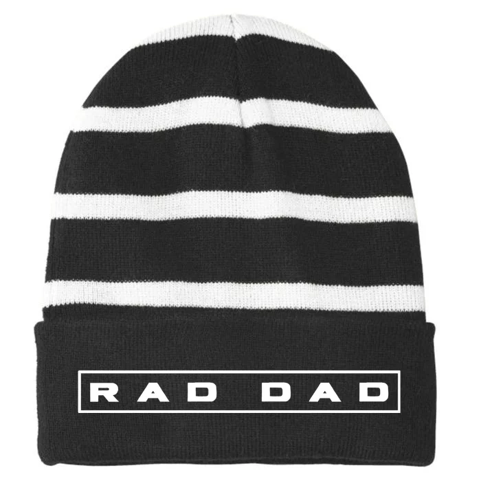 RAD DAD Minimal Logo Fathers Day Striped Beanie with Solid Band