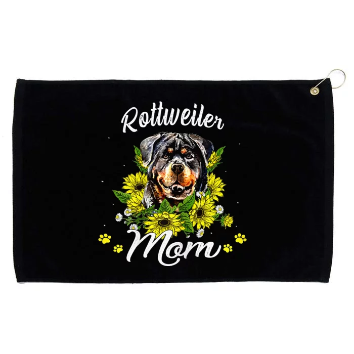 Rottie Dog Mom Mother's Day Sunflower Rottweiler Mom Grommeted Golf Towel