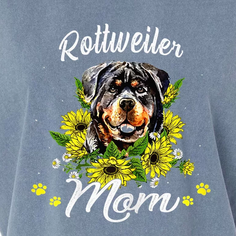 Rottie Dog Mom Mother's Day Sunflower Rottweiler Mom Garment-Dyed Women's Muscle Tee