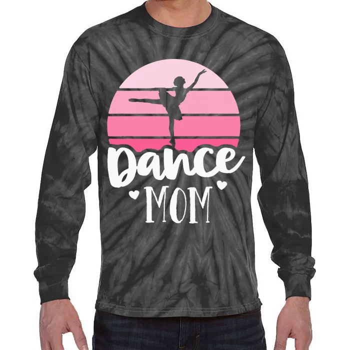 Retro Dance Mom Vintage Pink Ballerina Ballet Dancer Tie-Dye Long Sleeve Shirt