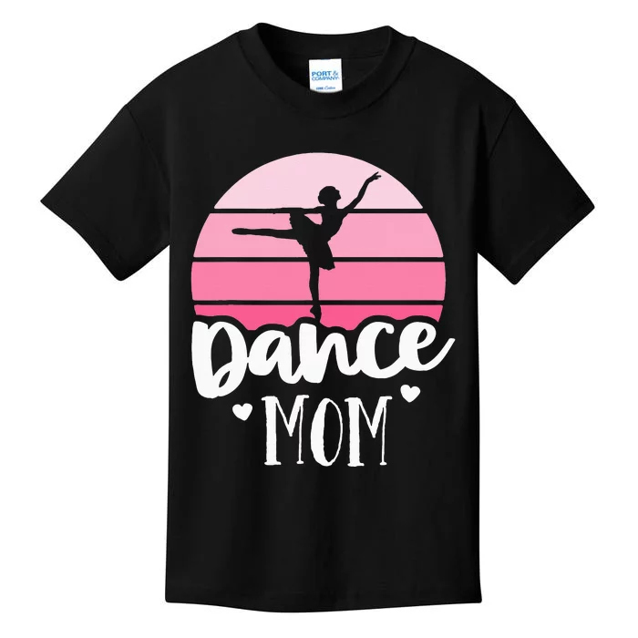 Retro Dance Mom Vintage Pink Ballerina Ballet Dancer Kids T-Shirt