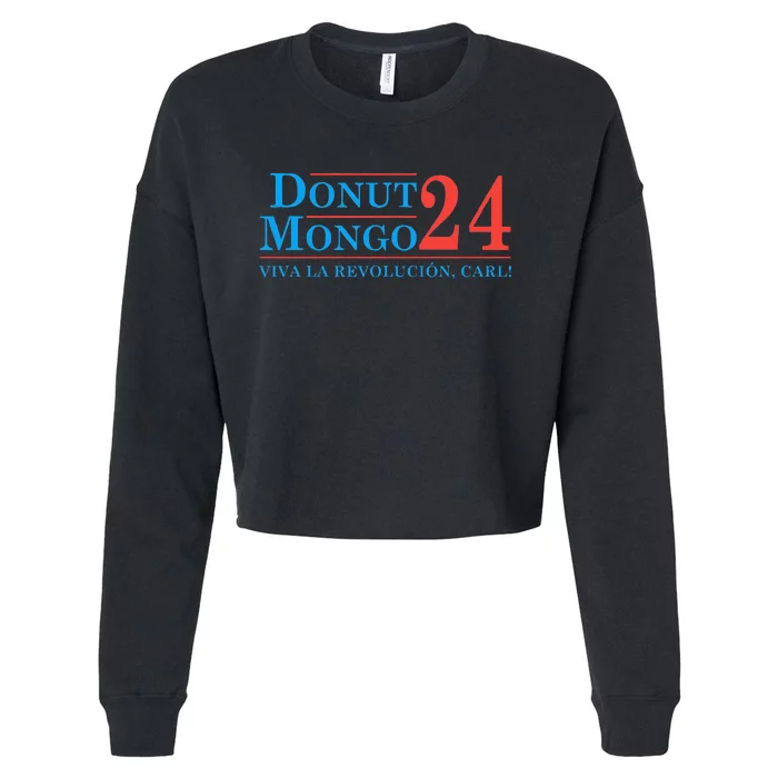 Retro Donut Mongo 2024 Funny Meme Cropped Pullover Crew