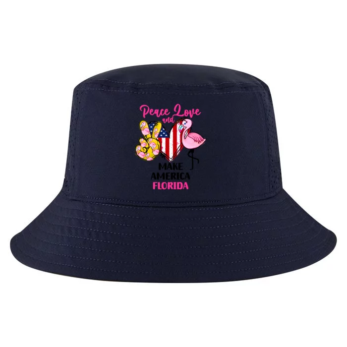 Ron Desantis Make America Florida Flamingos Peace Love Gift Cool Comfort Performance Bucket Hat