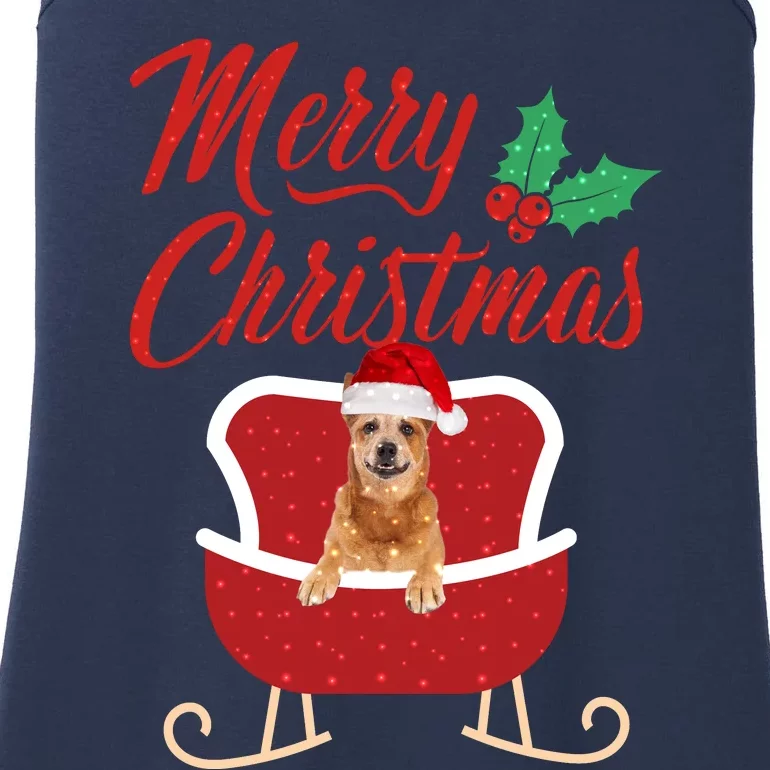 RedHeeler Dog Merry Christmas Design For The Holiday Season! Ladies Essential Tank