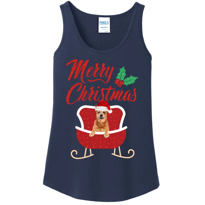 RedHeeler Dog Merry Christmas Design For The Holiday Season! Ladies Essential Tank