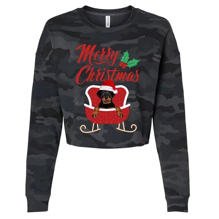 Rottweiler Dog Merry Christmas Design For The Holiday Season! Cropped Pullover Crew