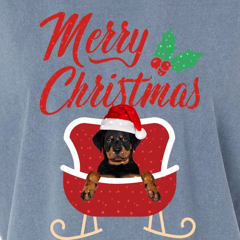 Rottweiler Dog Merry Christmas Design For The Holiday Season! Garment-Dyed Women's Muscle Tee