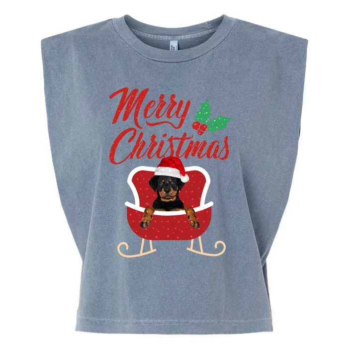 Rottweiler Dog Merry Christmas Design For The Holiday Season! Garment-Dyed Women's Muscle Tee