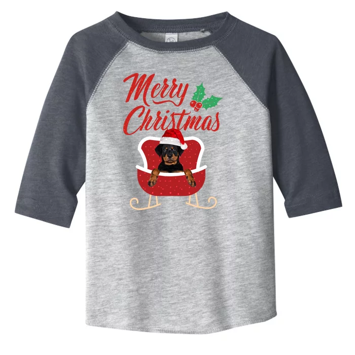 Rottweiler Dog Merry Christmas Design For The Holiday Season! Toddler Fine Jersey T-Shirt