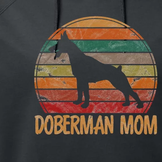 Retro Doberman Mom Gift Dog Mother Pet Pinschers Performance Fleece Hoodie