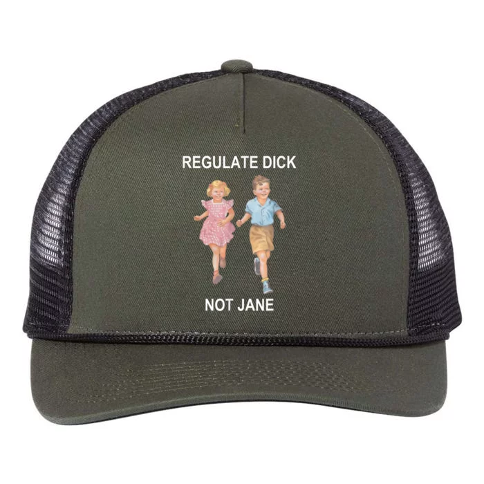 Regulate Dick Not Jane Vintage Funny Gift Retro Rope Trucker Hat Cap