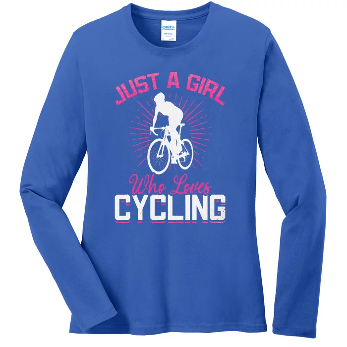 Racing Bike Girls Just A Girl Who Loves Cycling Cyclist Girl Ladies Long Sleeve Shirt