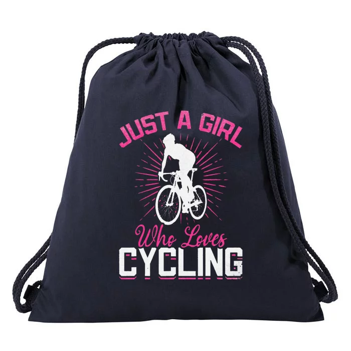 Racing Bike Girls Just A Girl Who Loves Cycling Cyclist Girl Drawstring Bag