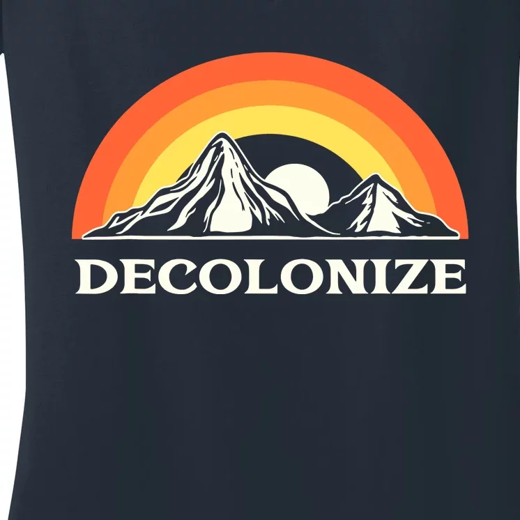 Retro Decolonize Native American Social Justice Civil Rights Women's V-Neck T-Shirt