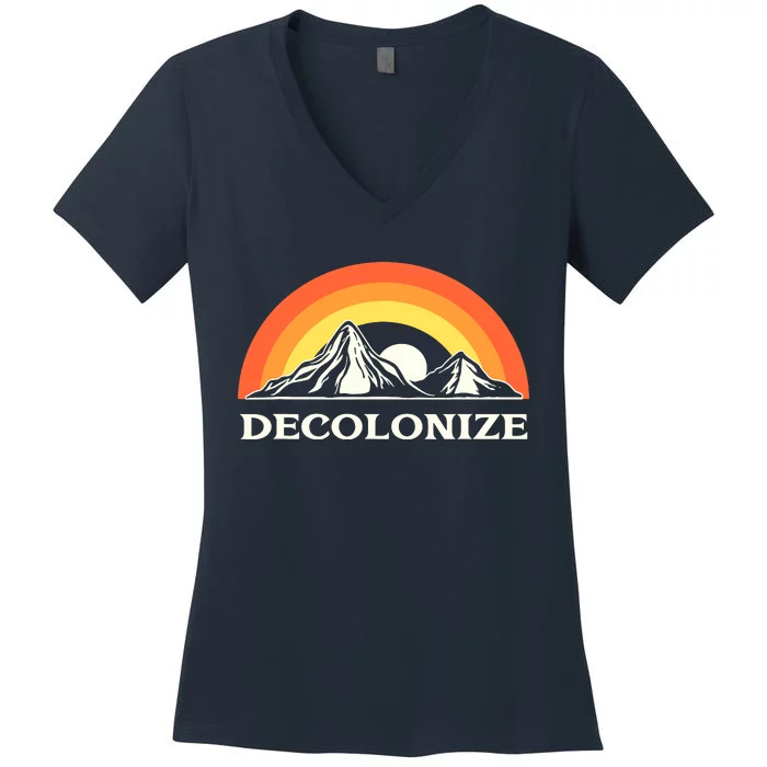 Retro Decolonize Native American Social Justice Civil Rights Women's V-Neck T-Shirt