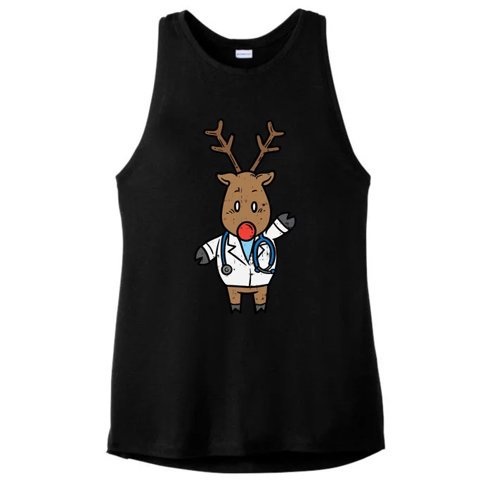 Reindeer Doctor Nurse Stethoscope Medical Christmas Gift Ladies Tri-Blend Wicking Tank