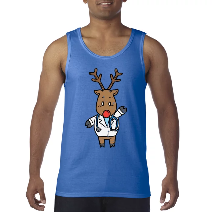 Reindeer Doctor Nurse Stethoscope Medical Christmas Gift Tank Top