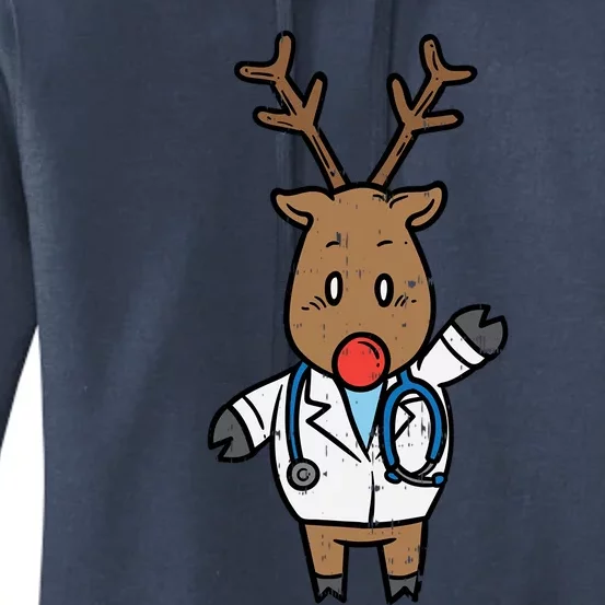 Reindeer Doctor Nurse Stethoscope Medical Christmas Gift Women's Pullover Hoodie