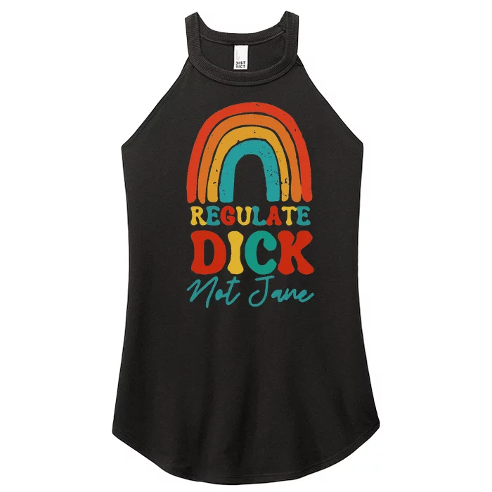 Regulate Dick Not Jane Choice Retro Rainbow Women’s Perfect Tri Rocker Tank