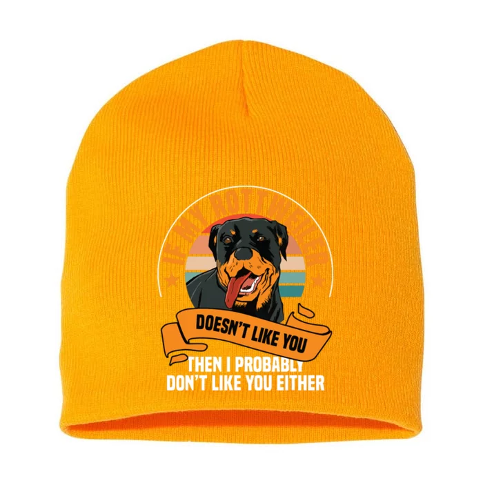 Rottweiler Dog Owner Breeders Fur Parent Pet Lover Short Acrylic Beanie