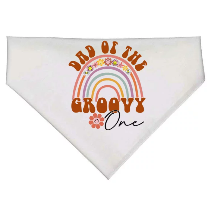 Retro Dad of Groovy one Matching Family 1st Birthday Party USA-Made Doggie Bandana