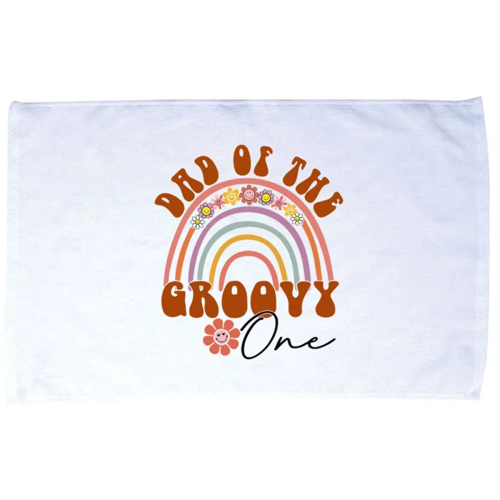 Retro Dad of Groovy one Matching Family 1st Birthday Party Microfiber Hand Towel