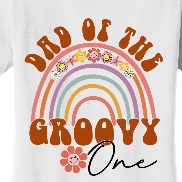 Retro Dad of Groovy one Matching Family 1st Birthday Party Women's T-Shirt