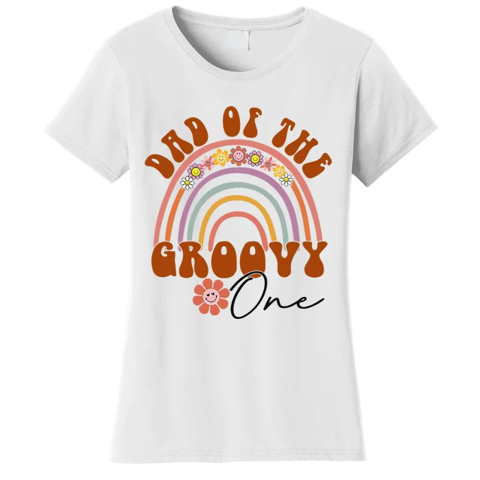 Retro Dad of Groovy one Matching Family 1st Birthday Party Women's T-Shirt