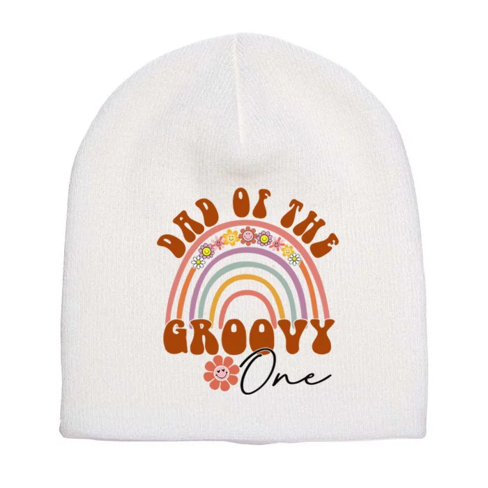 Retro Dad of Groovy one Matching Family 1st Birthday Party Short Acrylic Beanie