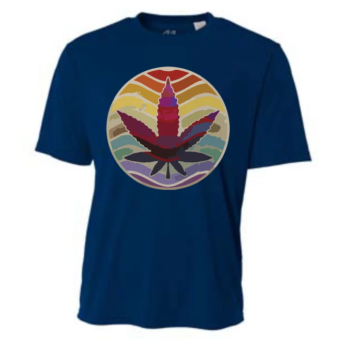 Retro Design Of Marijuana Leaf, Cannabis Weed Cooling Performance Crew T-Shirt