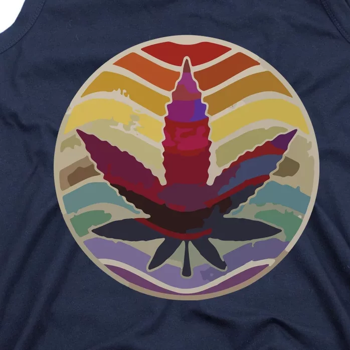 Retro Design Of Marijuana Leaf, Cannabis Weed Tank Top