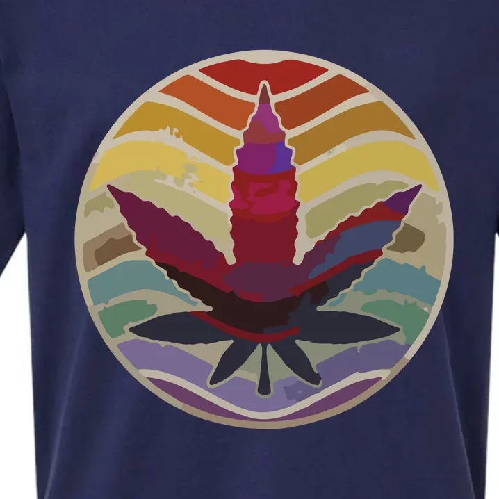 Retro Design Of Marijuana Leaf, Cannabis Weed Sueded Cloud Jersey T-Shirt