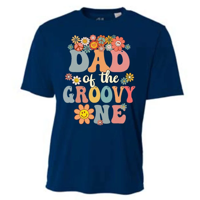 Retro Dad Of Groovy One Matching Family 1st Birthday Party Cooling Performance Crew T-Shirt