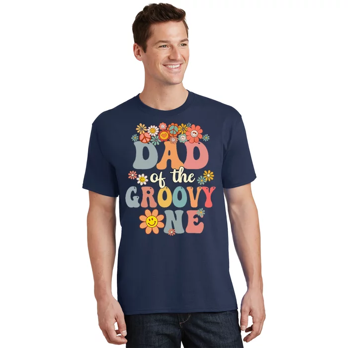 Retro Dad Of Groovy One Matching Family 1st Birthday Party T-Shirt