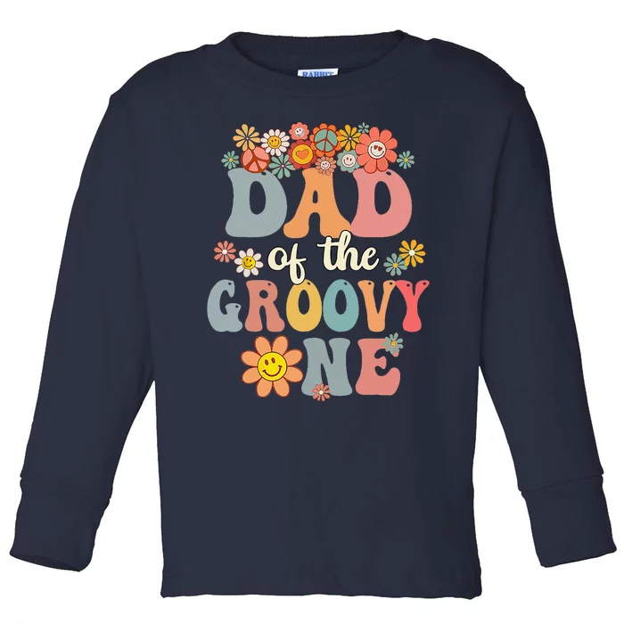 Retro Dad Of Groovy One Matching Family 1st Birthday Party Toddler Long Sleeve Shirt