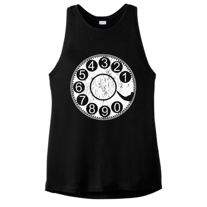 Rotary Dial Phone Landline Ladies Tri-Blend Wicking Tank