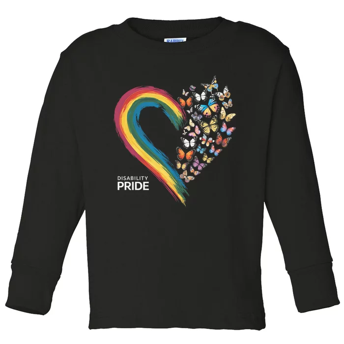 Retro Disability Pride Flag Disabled Pride Month Awareness Toddler Long Sleeve Shirt