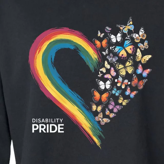 Retro Disability Pride Flag Disabled Pride Month Awareness Cropped Pullover Crew