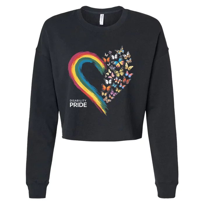 Retro Disability Pride Flag Disabled Pride Month Awareness Cropped Pullover Crew