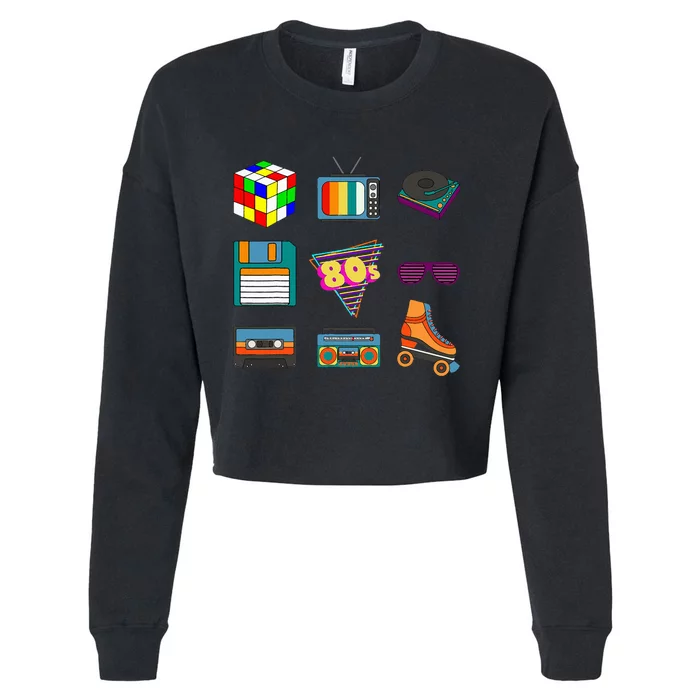 Retro Disco Party Lover  80's Throwback Culture Cropped Pullover Crew