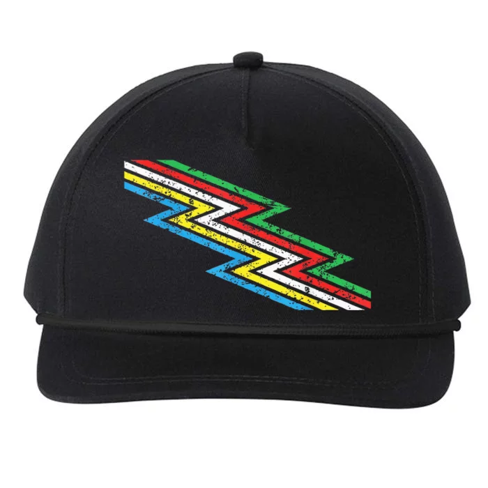 Retro Disability Pride Flag Disabled Pride Month Awareness Snapback Five-Panel Rope Hat