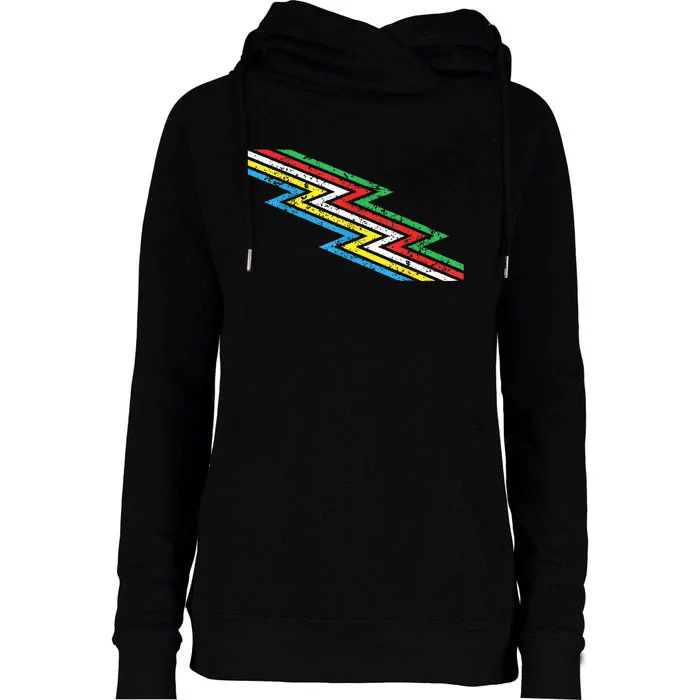 Retro Disability Pride Flag Disabled Pride Month Awareness Womens Funnel Neck Pullover Hood