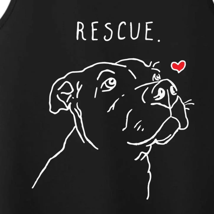 Rescue Dog Pitbull Drawing Rescue Mom Performance Tank