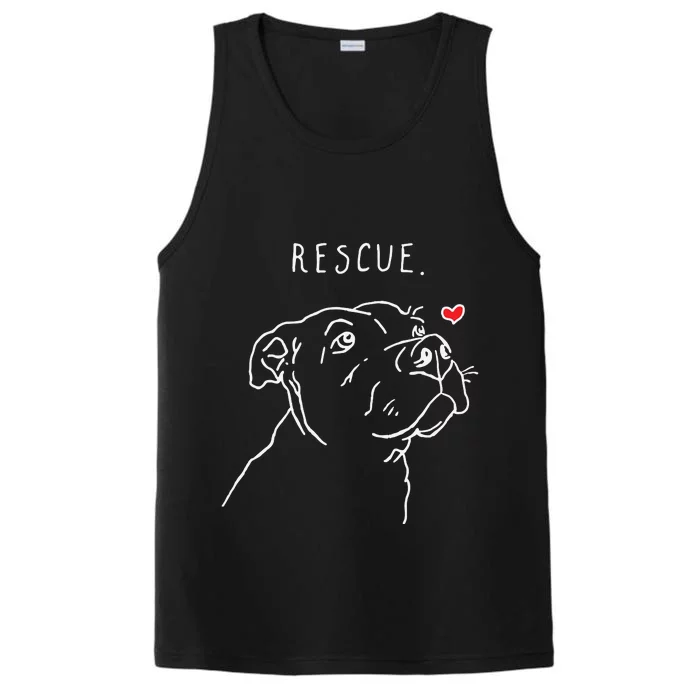 Rescue Dog Pitbull Drawing Rescue Mom Performance Tank