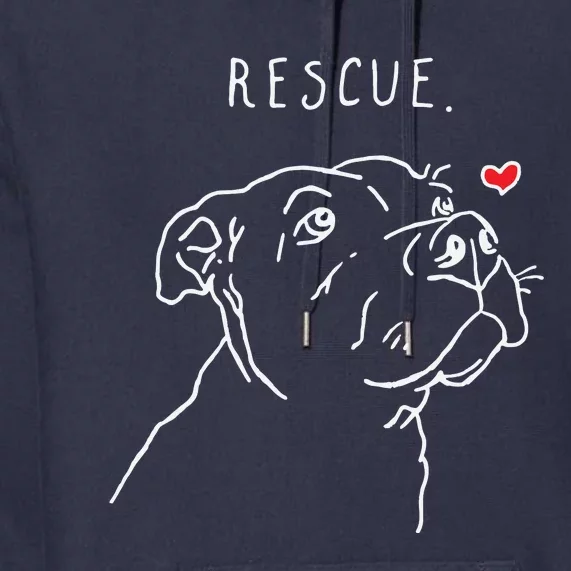 Rescue Dog Pitbull Drawing Rescue Mom Premium Hoodie